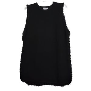 Crosstree Lane Black Fringe Knit Pullover Round neckline Top Large